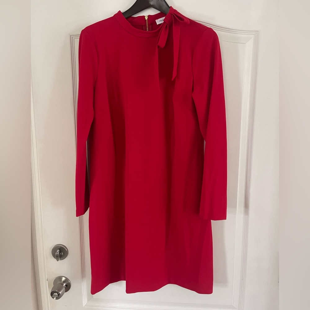 Red Calvin Klein long sleeve dress